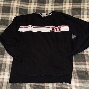 PINK Victoria's Secret Black and Pink Crewneck Sweater